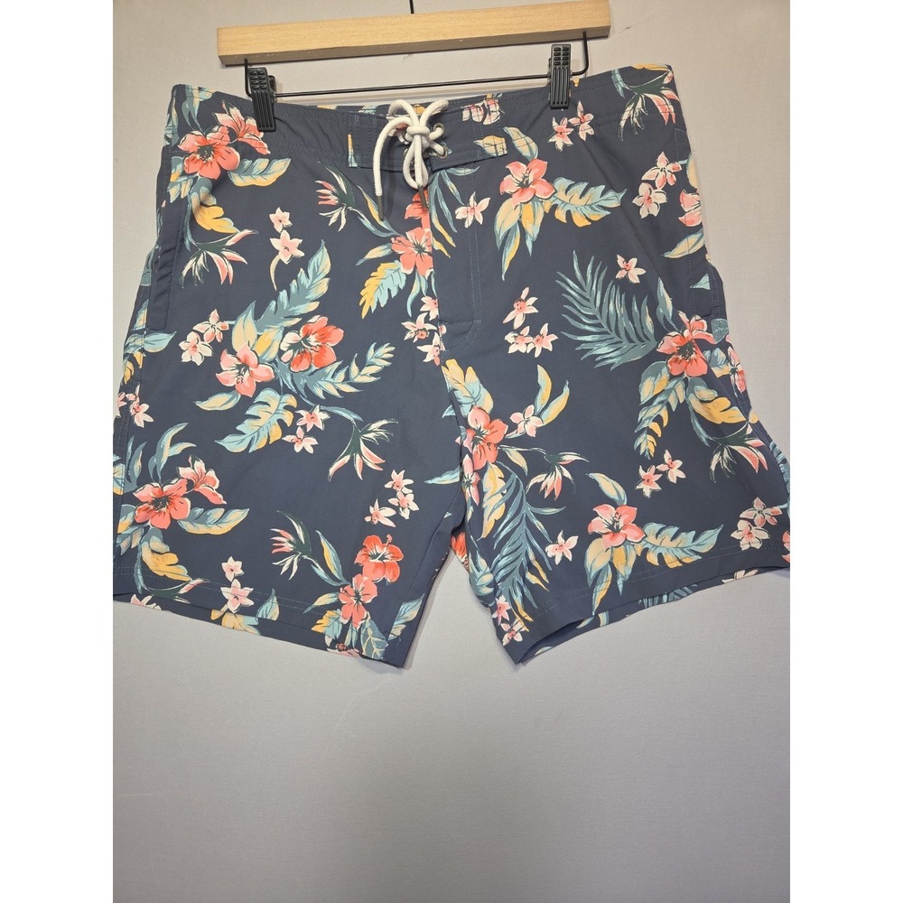 American Eagle AE Men's Swim Board Shorts Large Gray Tropical Floral Swim Trunks